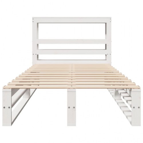 Sengeramme 75 x 190 cm med sengegavl og hylder - hvid