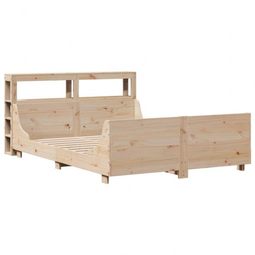 Sengeramme 120x190 cm i massivt fyrretræ med hylde-gavl
