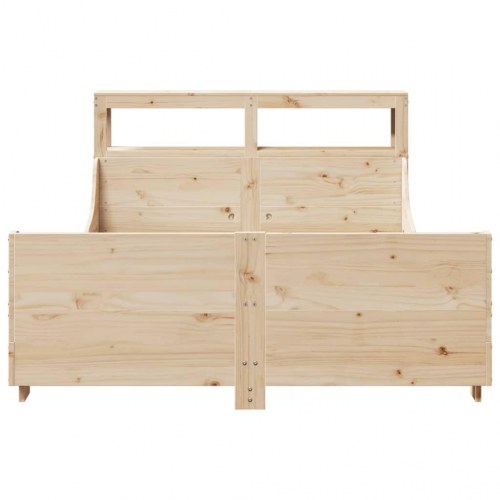 Sengeramme 120x190 cm i massivt fyrretræ med hylde-gavl