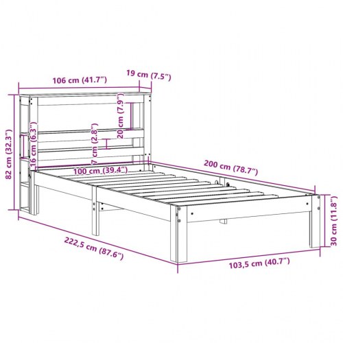 Sengeramme 100 x 200 cm i massivt fyrretræ - gyldenbrun
