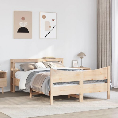 Sengeramme med sengegavl 160x200 cm i massivt fyrretræ