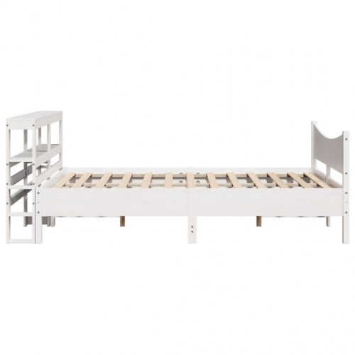 Sengeramme med sengegavl 135x190 cm - massivt fyrretræ, hvid