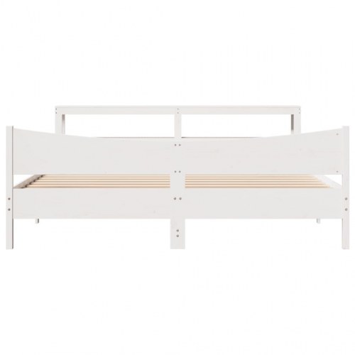 Sengeramme med sengegavl 180x200 cm - massivt fyrretræ, hvid