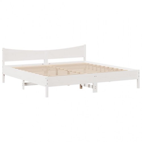 Sengeramme med sengegavl 180x200 cm - massivt fyrretræ, hvid