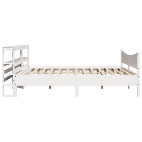 Sengeramme med sengegavl 180x200 cm - massivt fyrretræ, hvid