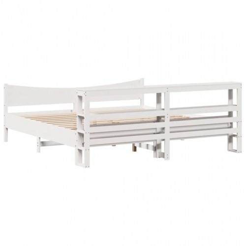 Sengeramme med sengegavl 180x200 cm - massivt fyrretræ, hvid
