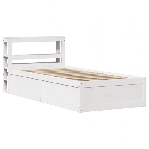 Sengeramme med sengegavl 75 x 190 cm i massivt fyrretræ - hvid
