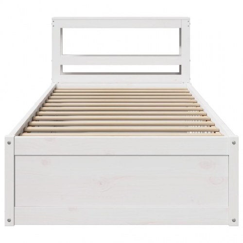 Sengeramme med sengegavl 75 x 190 cm i massivt fyrretræ - hvid