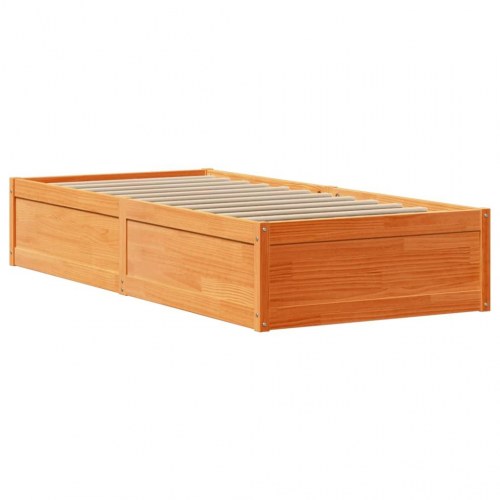 Sengeramme med sengegavl 100 x 200 cm - gyldenbrun