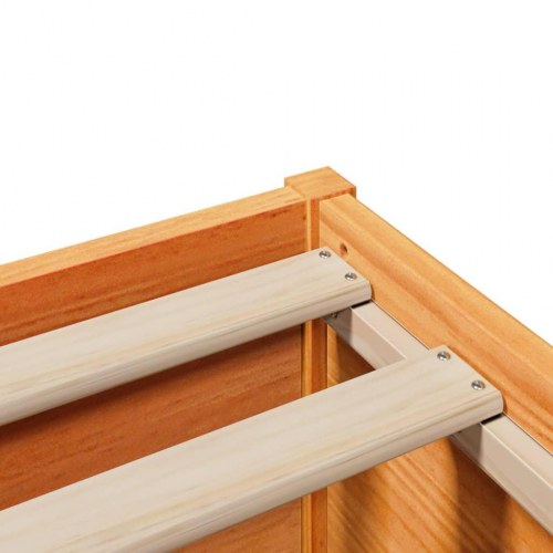 Sengeramme med sengegavl 100 x 200 cm - gyldenbrun