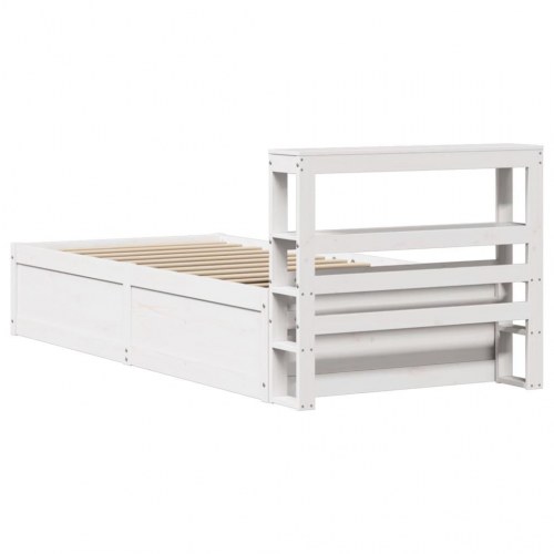 Sengeramme med sengegavl 90×200 cm - massivt fyrretræ, hvid
