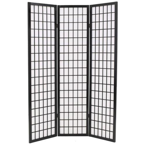 Foldbar 3-panels rumdeler japansk stil 120x170 cm sort