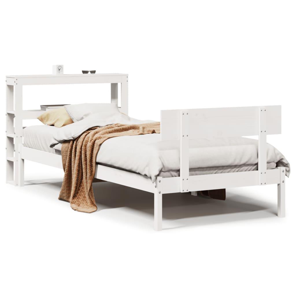 Sengeramme uden madras 90x200 cm massivt fyrretræ hvid