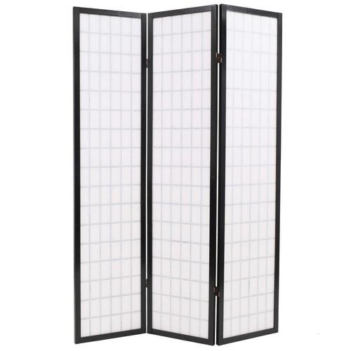 Foldbar 3-panels rumdeler japansk stil 120x170 cm sort