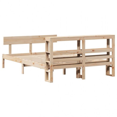 Sengeramme i massivt fyrretræ 120x190 cm med hylder
