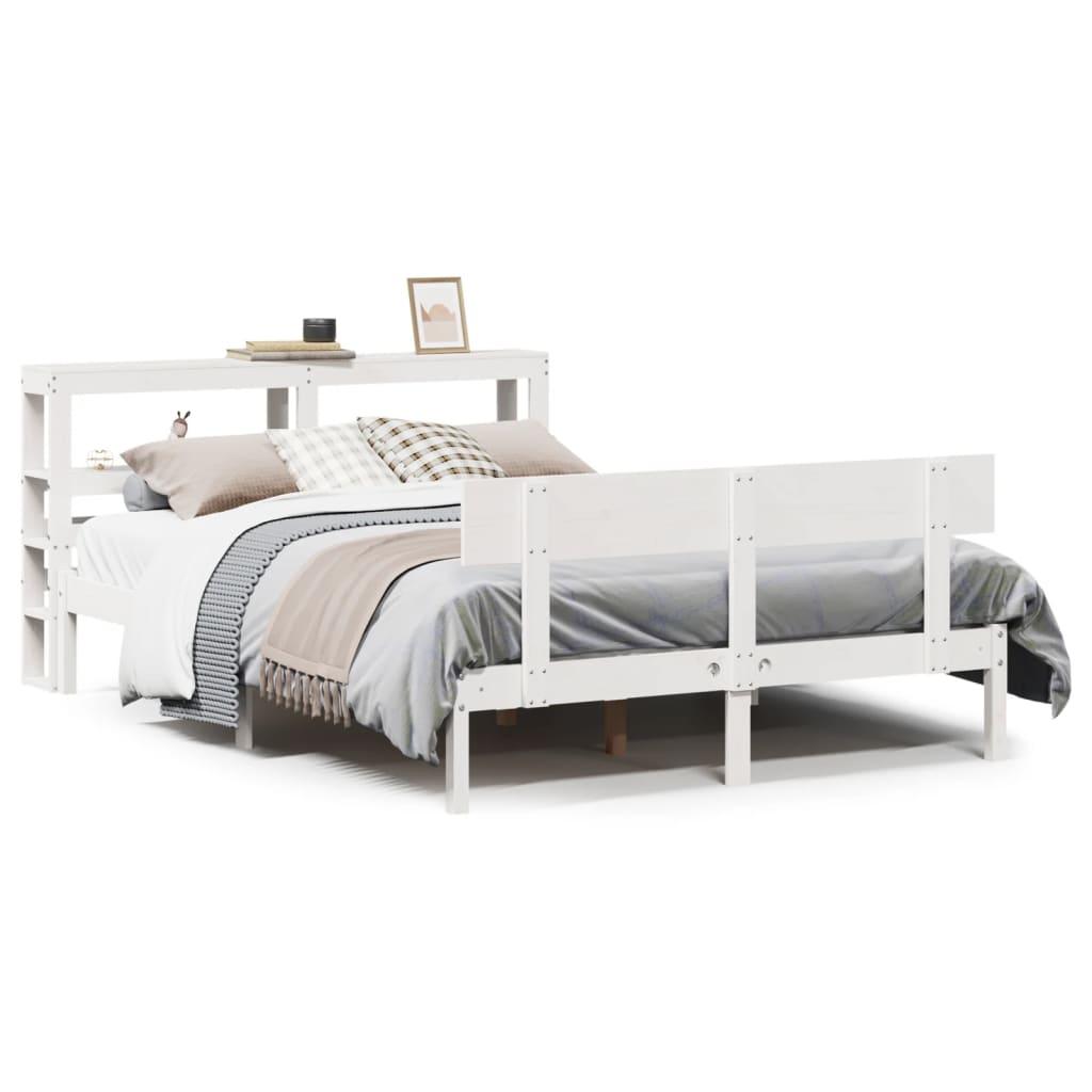 Sengeramme Uden Madras Massivt Fyrretræ - Hvid / 160 x 200 cm