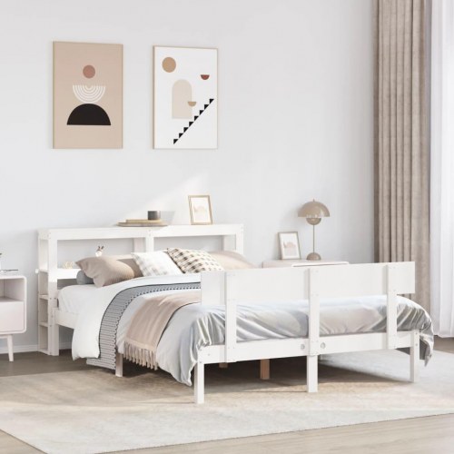Sengeramme uden madras 160x200 cm - massivt fyrretræ, hvid