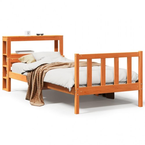 Sengeramme med sengegavl 75×190 cm - massivt fyrretræ, gyldenbrun