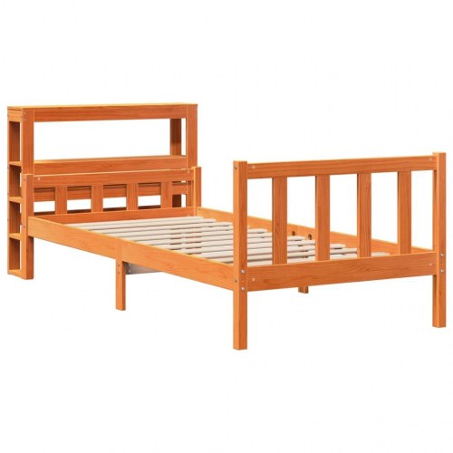 Sengeramme med sengegavl 75×190 cm - massivt fyrretræ, gyldenbrun