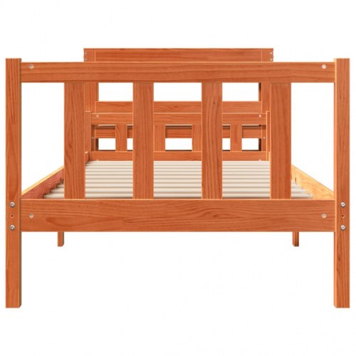 Sengeramme med sengegavl 75×190 cm - massivt fyrretræ, gyldenbrun