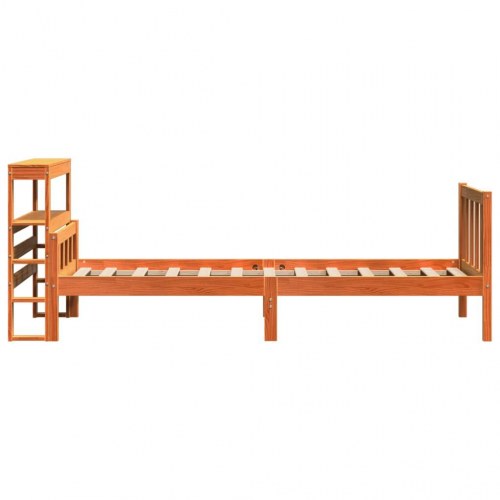 Sengeramme med sengegavl 75×190 cm - massivt fyrretræ, gyldenbrun