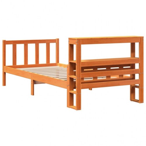 Sengeramme med sengegavl 75×190 cm - massivt fyrretræ, gyldenbrun