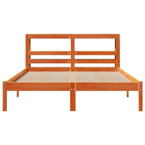 Sengeramme med sengegavl 120 x 190 cm massivt fyrretræ - gyldenbrun