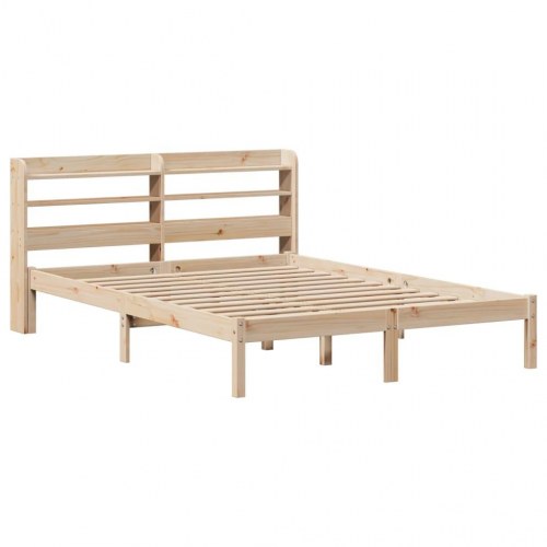 Sengeramme 150 x 200 cm i massivt fyrretræ med hylder