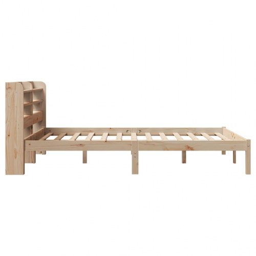 Sengeramme 150 x 200 cm i massivt fyrretræ med hylder