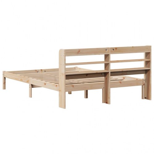 Sengeramme 150 x 200 cm i massivt fyrretræ med hylder