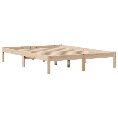 Sengeramme 150 x 200 cm i massivt fyrretræ med hylder