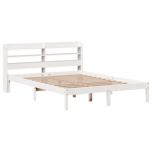 Sengeramme 140 x 190 cm i massivt fyrretræ - hvid