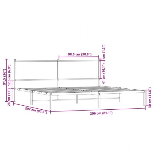 Sengeramme uden madras 200 x 200 cm - røget egetræ