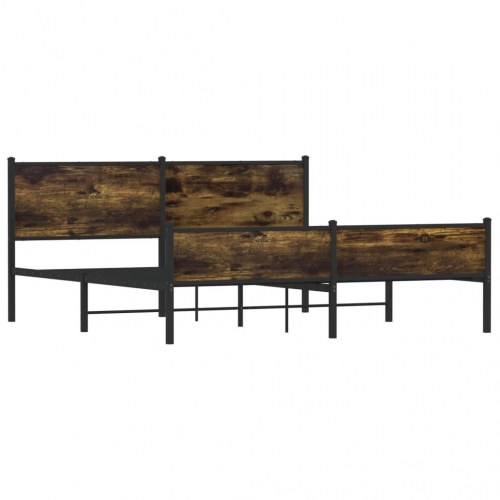 Sengeramme 160 x 200 cm i metal - røget egetræ