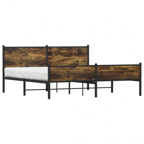 Sengeramme 160 x 200 cm i metal - røget egetræ