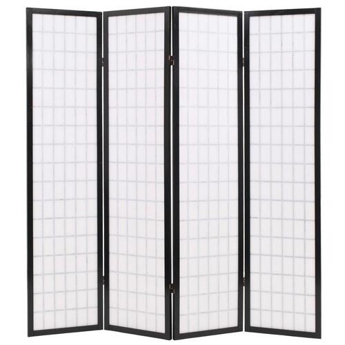 Foldbar 4-panels rumdeler japansk stil 160 x 170 cm sort