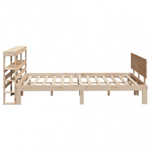Sengeramme med sengegavl og hylder 160x200 cm i massivt fyrretræ
