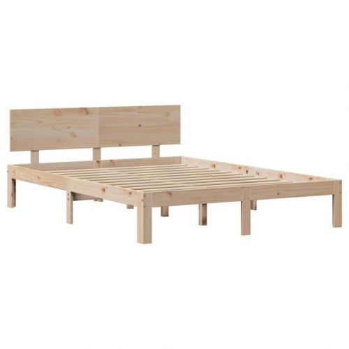 Sengeramme med sengegavl og hylder 160x200 cm i massivt fyrretræ