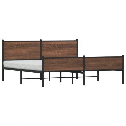 Sengeramme i metal uden madras 160 x 200 cm - brun egetræsfarve