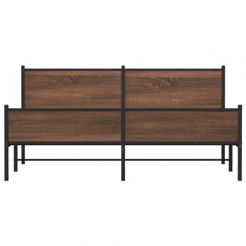 Sengeramme i metal uden madras 160 x 200 cm - brun egetræsfarve