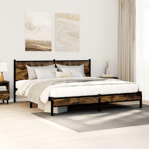 Sengeramme uden madras 183 x 213 cm - røget egetræsfarve