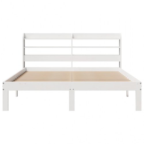 Sengeramme med sengegavl 120×190 cm - massivt fyrretræ, hvid