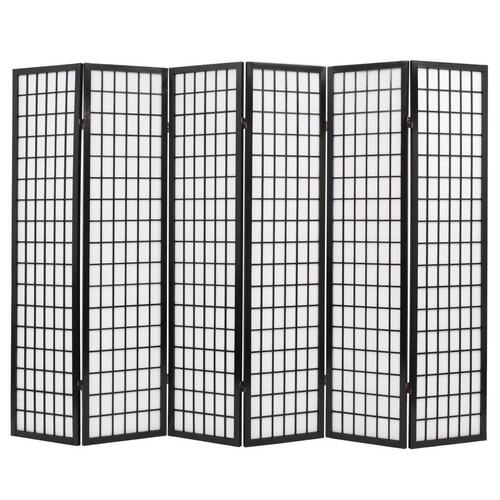 Foldbar 6-panels rumdeler japansk stil 240 x 170 cm sort