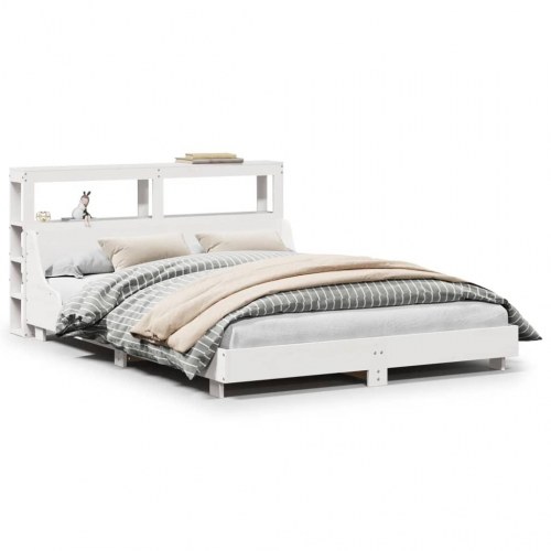 Sengeramme uden madras 140x190 cm massivt fyrretræ hvid