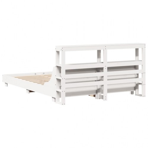 Sengeramme uden madras 140x190 cm massivt fyrretræ hvid