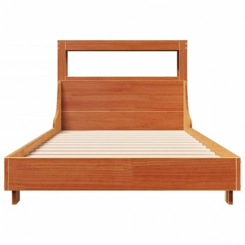 Sengeramme i massivt fyrretræ med hylder 75x190 cm - gyldenbrun