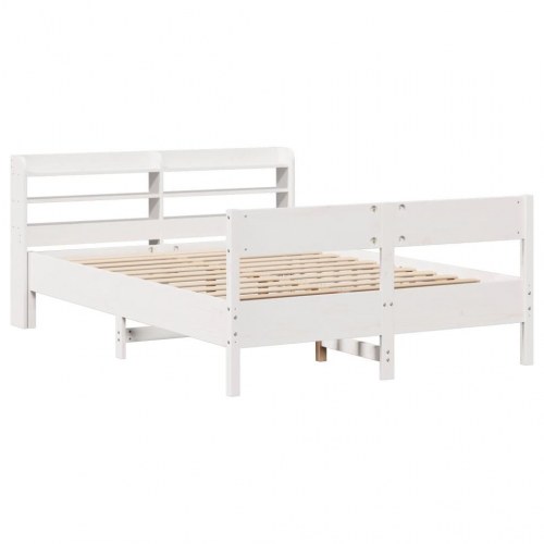 Sengeramme uden madras 160 x 200 cm i massivt fyrretræ - hvid