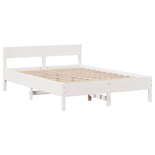 Sengeramme uden madras 160 x 200 cm i massivt fyrretræ - hvid