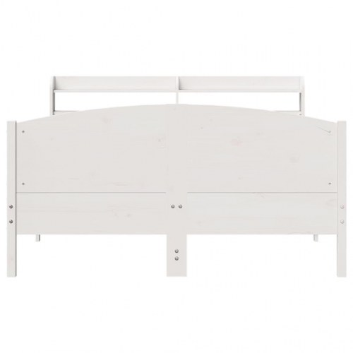 Sengeramme 135 x 190 cm i massivt fyrretræ - hvid