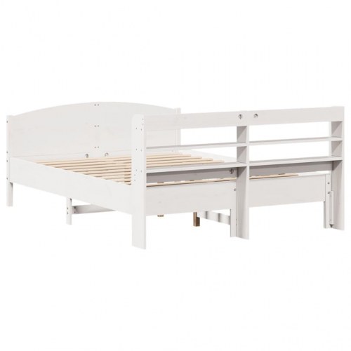 Sengeramme 135 x 190 cm i massivt fyrretræ - hvid